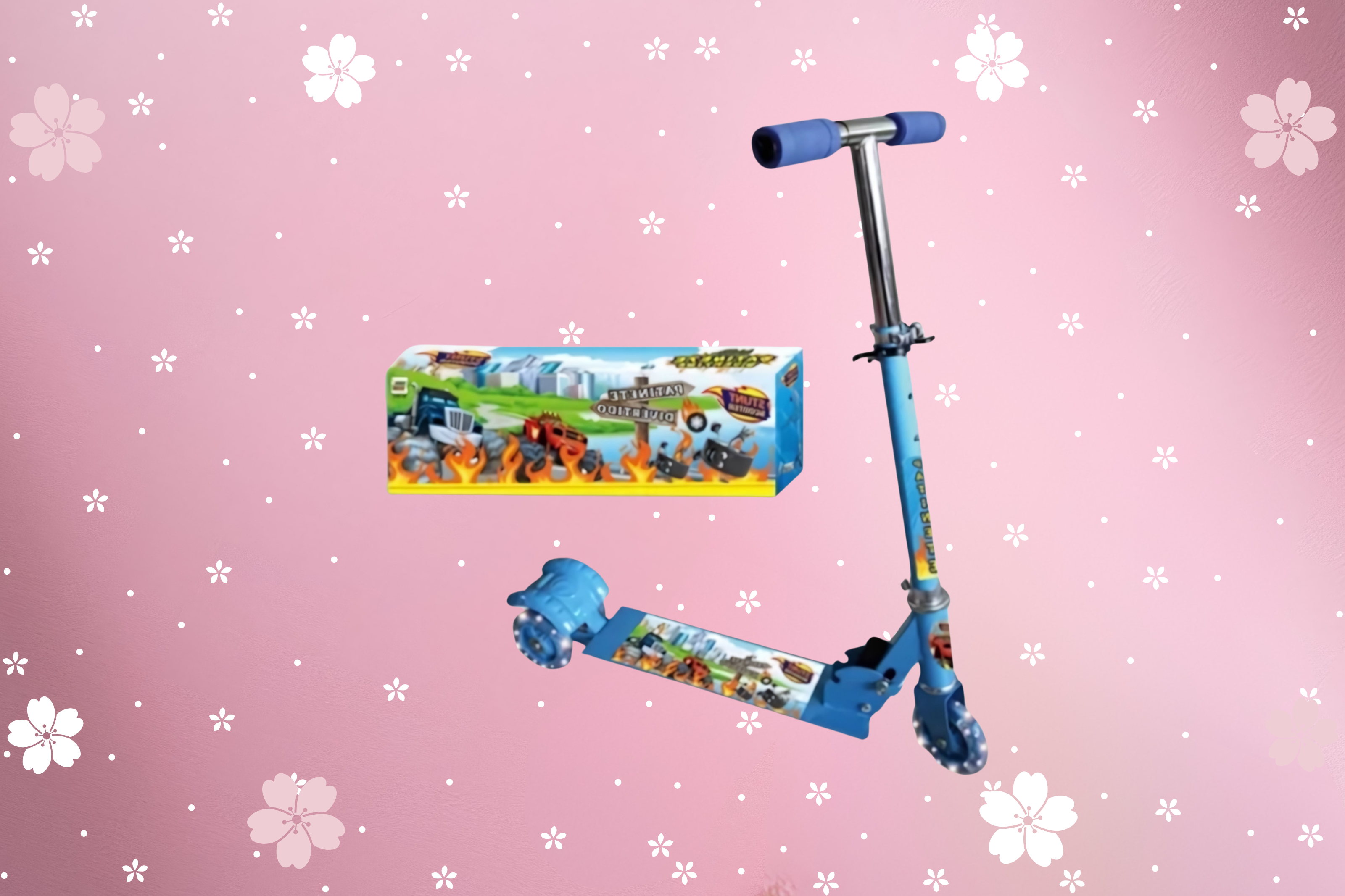 Patinete Stunt Scooter com 3 Rodas e Luz