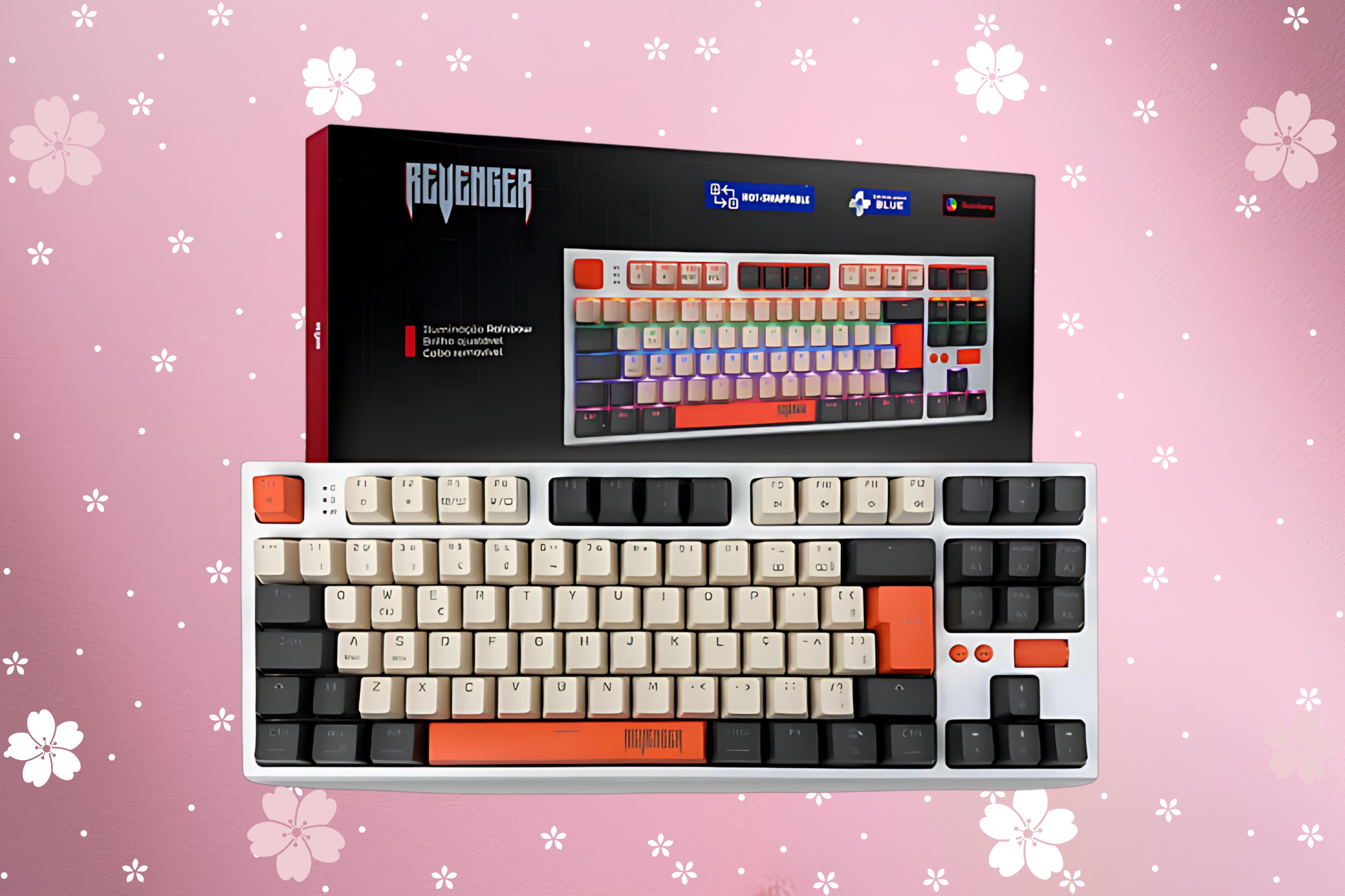 Teclado Mecânico Gamer RGB Switch Azul -Swappable Revenger