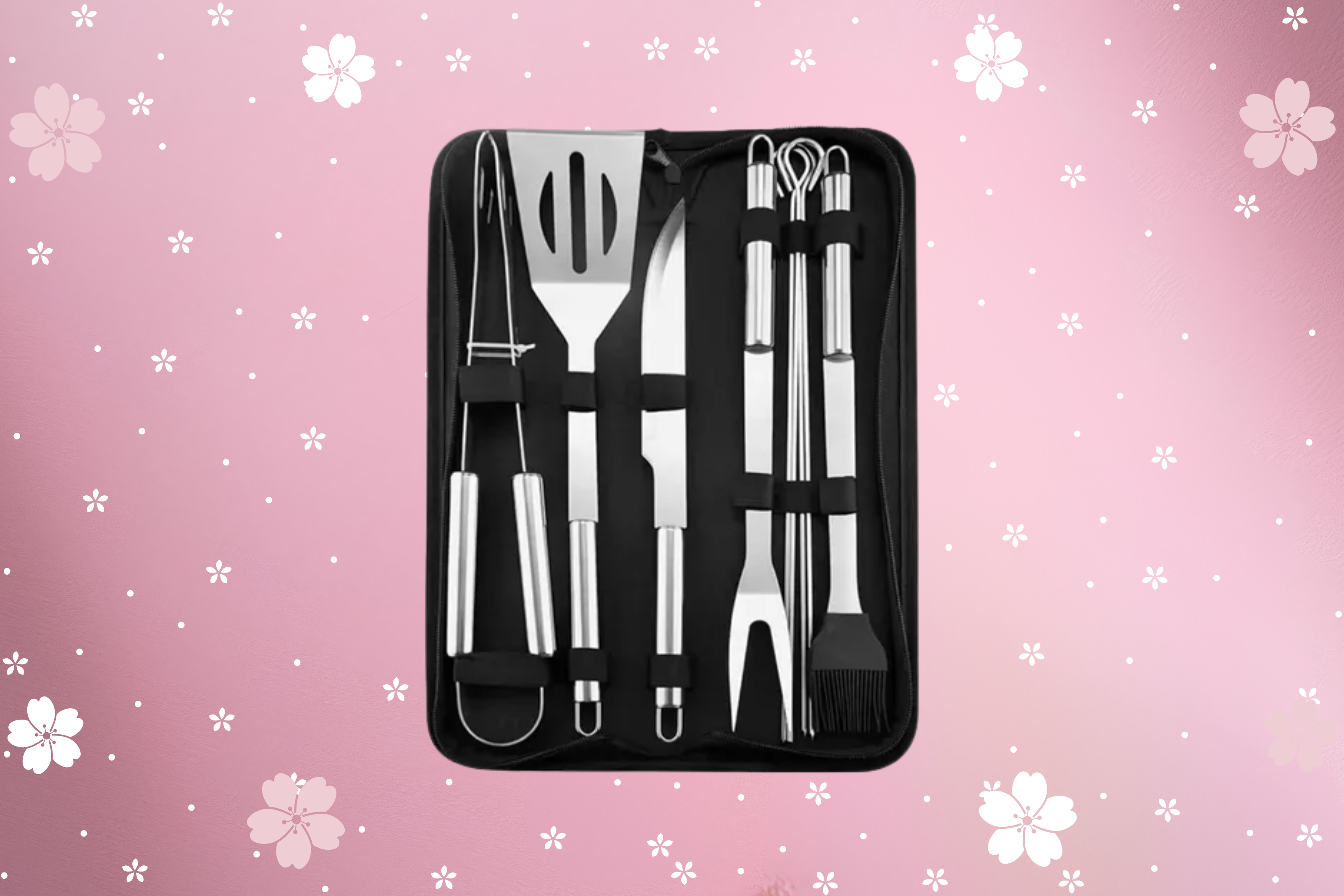 Kit Churrasco Minimen Sk-1 Aço Inox 9 Peças