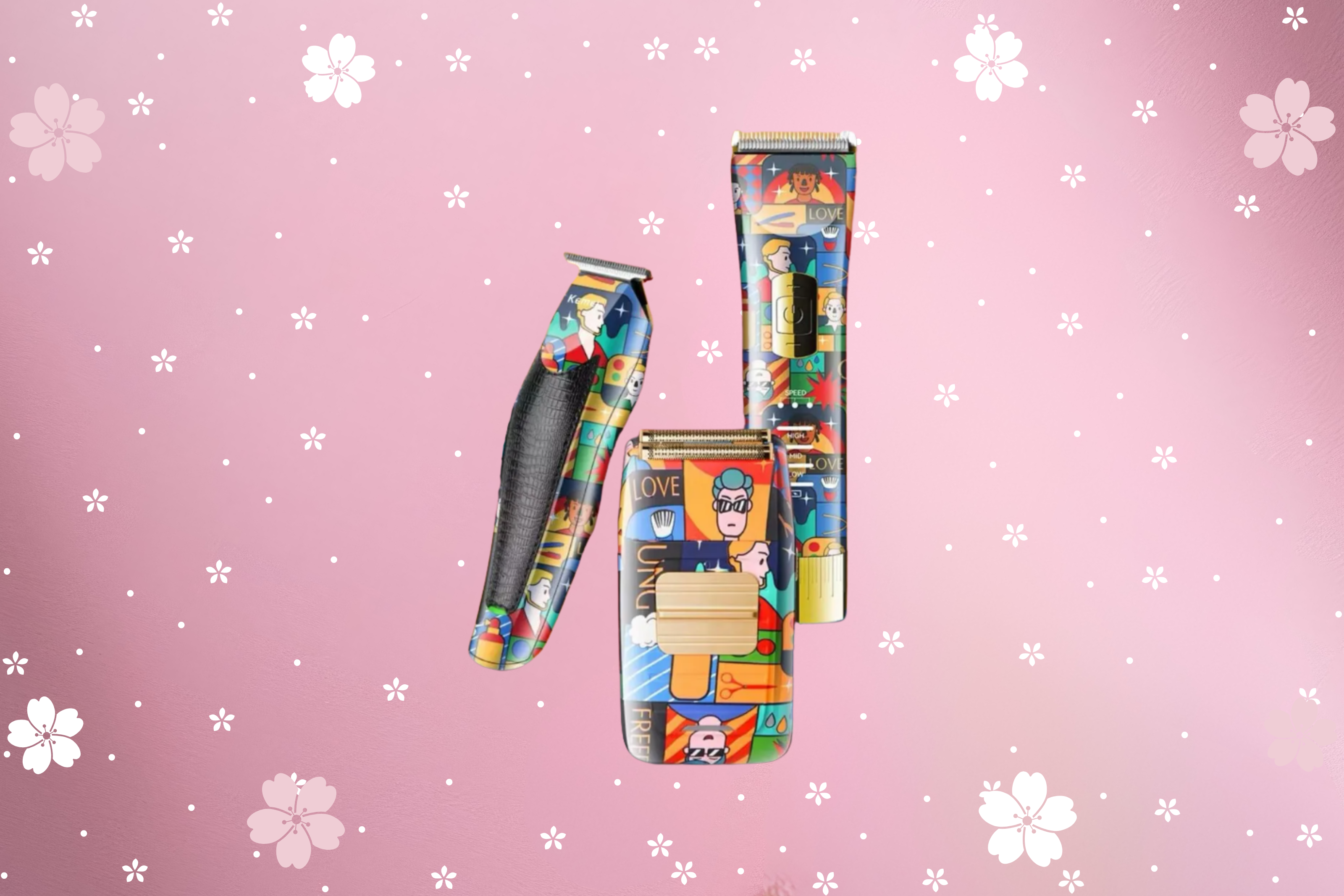 Kit 3 em 1 Máquina de Cortar Cabelo Profissional Kemei