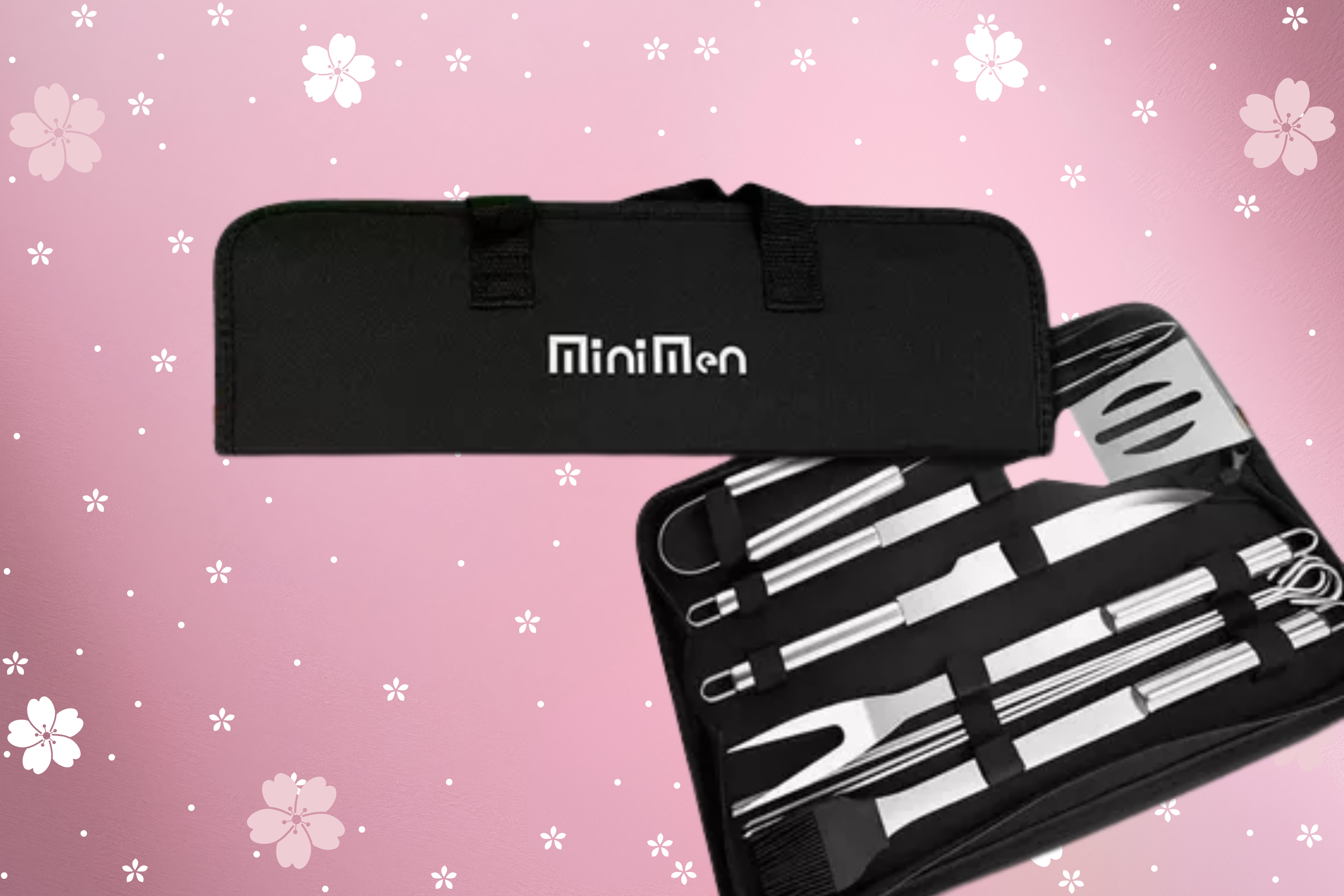 Kit Churrasco Minimen Sk-1 Aço Inox 9 Peças
