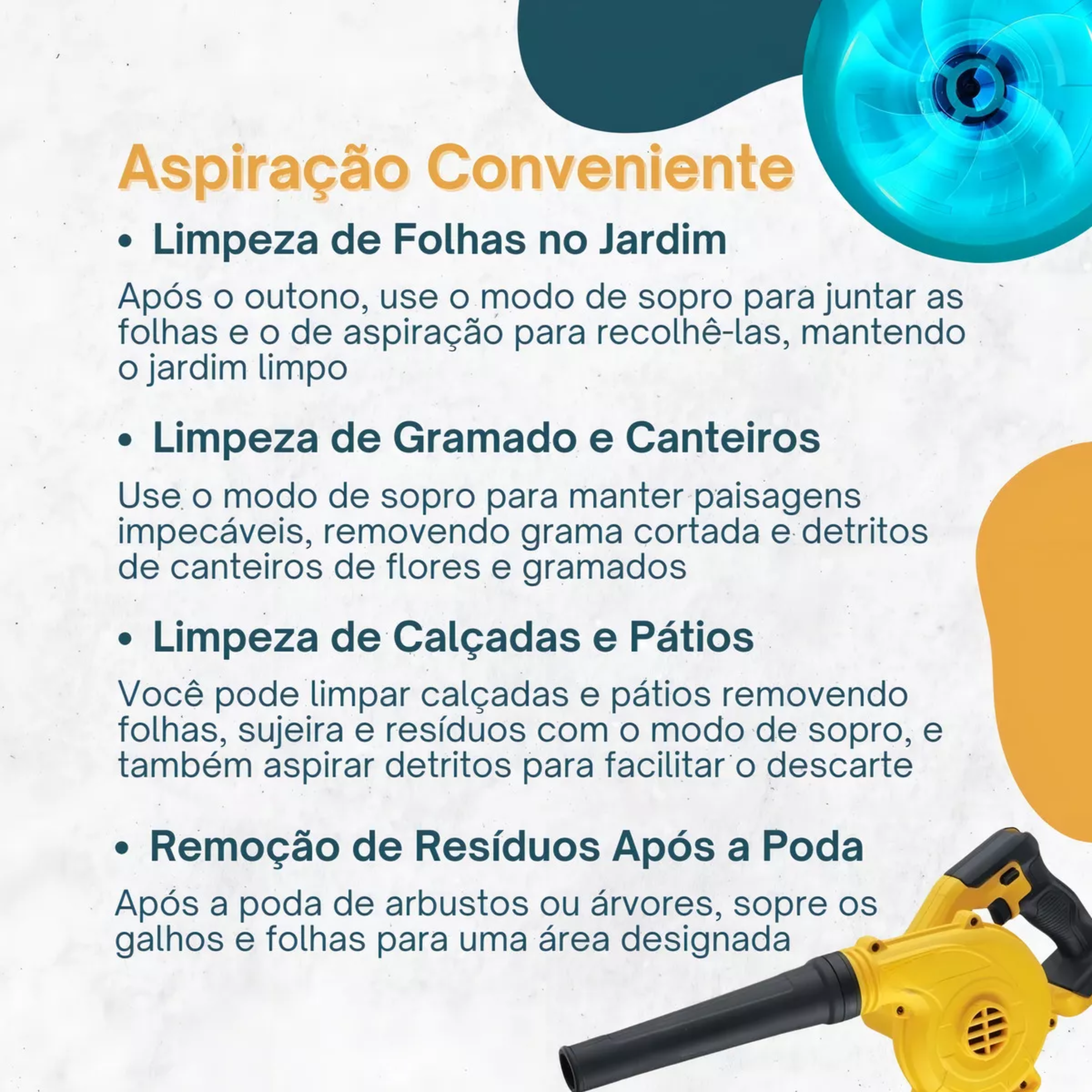 Soprador e Aspirador de Folhas a Bateria BOM-9709
